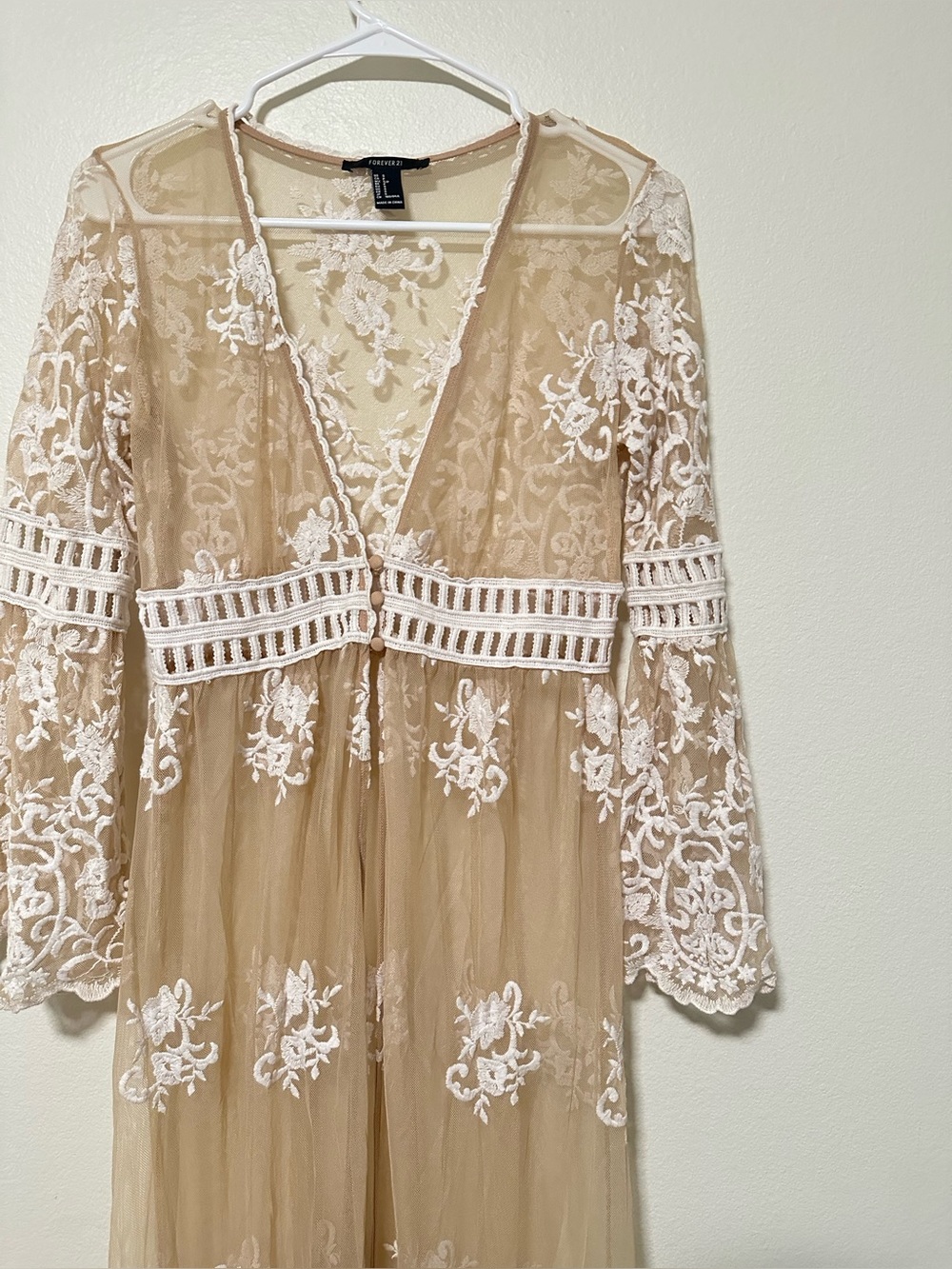 Forever21 floral embroidered sheer kimono duster cardigan - Picture 4 of 6